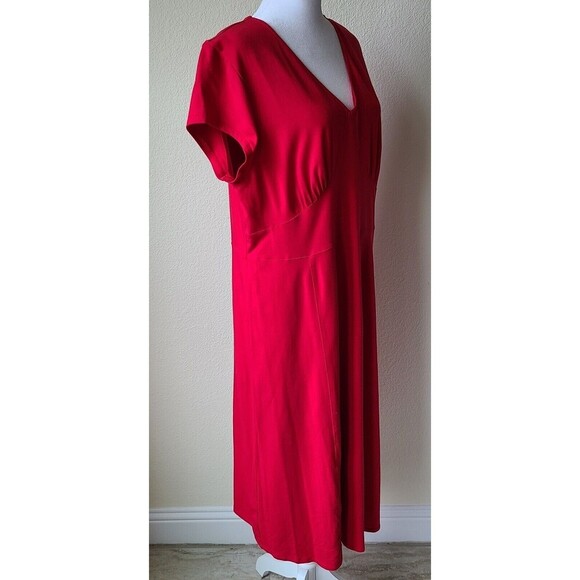 Sahalie Midi Dress XL Cotton Modal Spandex Blend Stretch Red Short Sleeve - Picture 2 of 10
